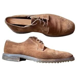 Zelli Moustache Clipper Mens Suede Lace Up Oxford Derby Dress Shoes Brown Sz 8.5